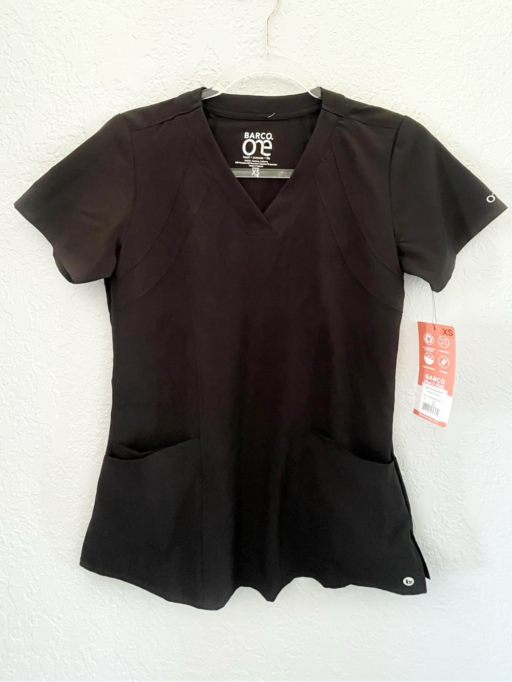 Barco Uniforms NWT Black V-Neck Scrub Top with Front Pockets
